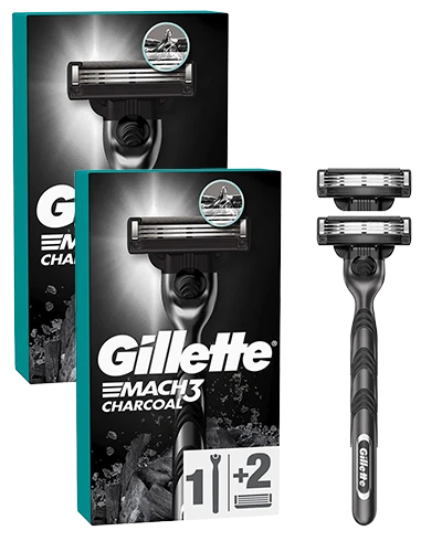 Aparat de ras Gillette Mach3 Charcoal, 2 rezerve