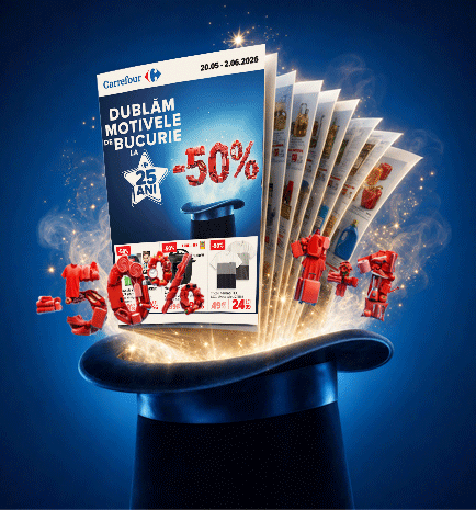 Dublăm motivele de bucurie – 50%