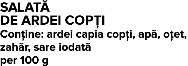 Salat  de ardei cop i Con ine: ardei capia cop i, ap , o et, zah r, sare iodat  per 100 g