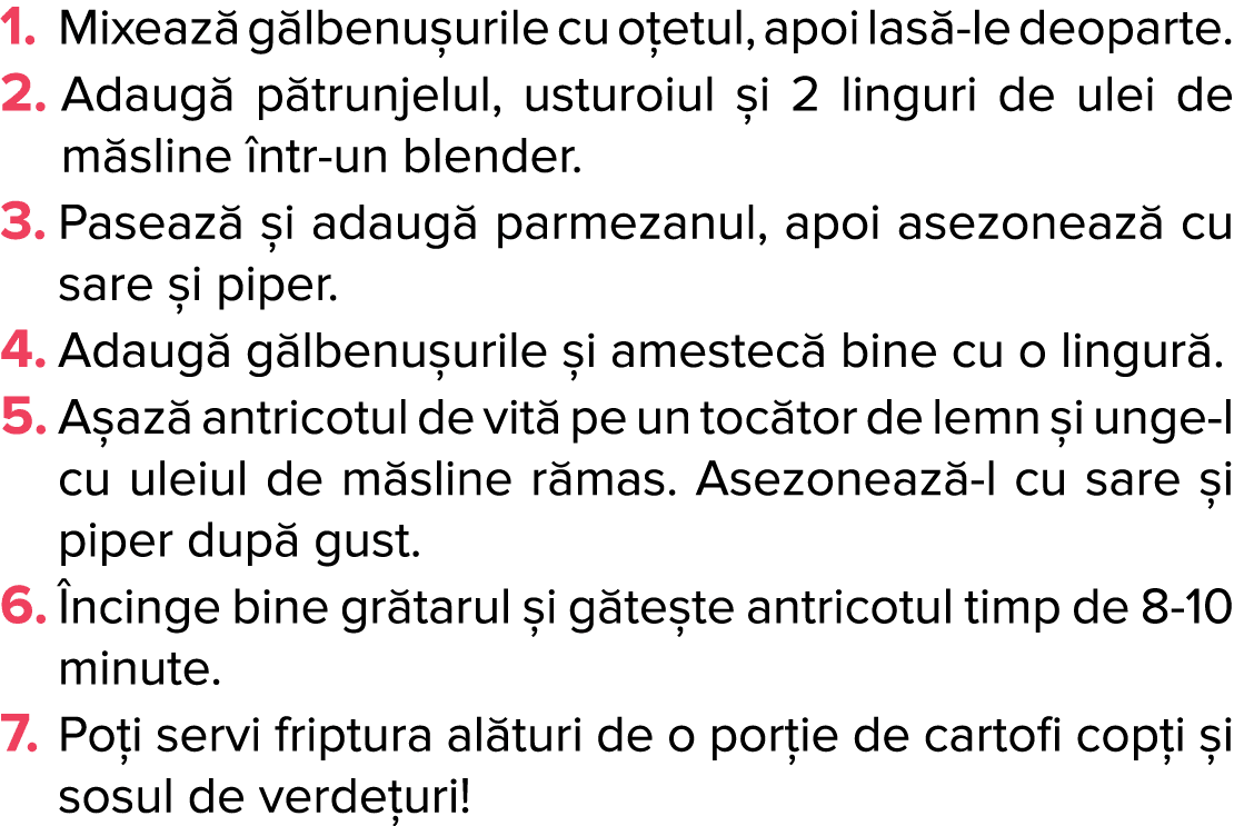1  Mixeaz  g lbenu urile cu o etul, apoi las -le deoparte  2    Adaug  p trunjelul, usturoiul  i 2 linguri de ulei de   