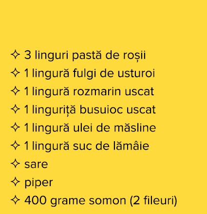     3 linguri past  de ro ii     1 lingur  fulgi de usturoi     1 lingur  rozmarin uscat     1 linguri   busuioc usca   