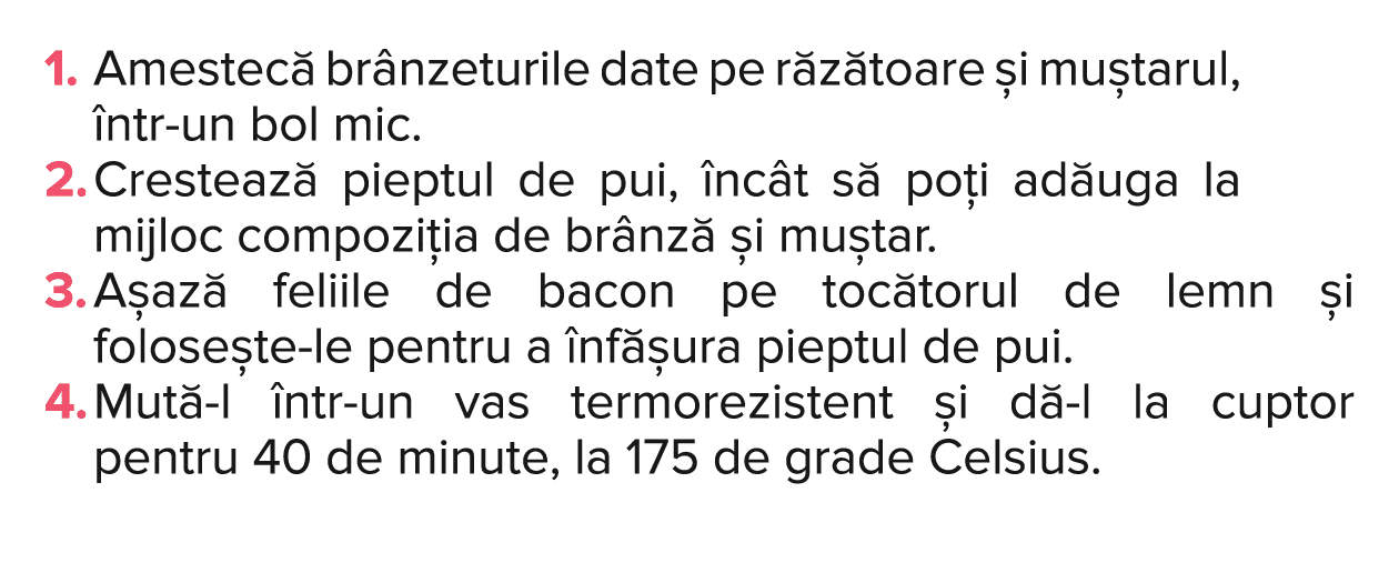 1   Amestec  br nzeturile date pe r z toare  i mu tarul,  ntr-un bol mic  2   Cresteaz  pieptul de pui,  nc t s  po i   