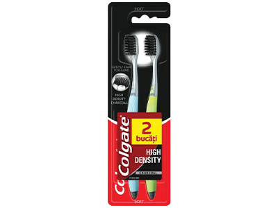 Periuță de dinți Colgate High Density Charcoal Soft, 2 buc., per pachet