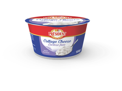 Brânză Cottage, fără lactoză, Président, 180g